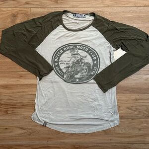 Dutch Bros Moto Club Green and White Shirt